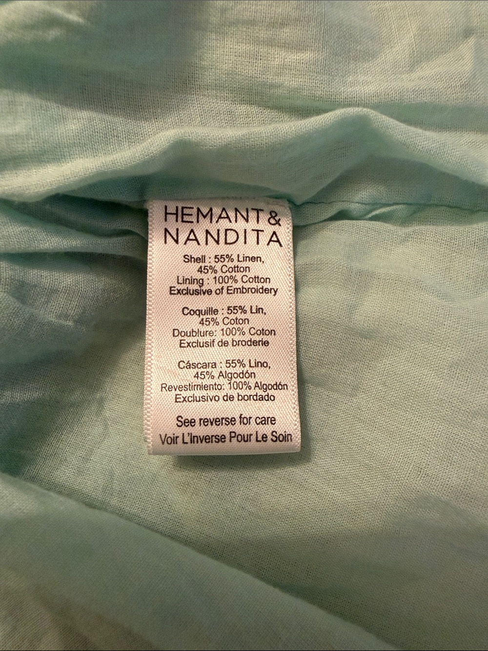 HEMANT & NANDITA Strapless Light Blue Floral Dress with Belt - Picture 6 of 9